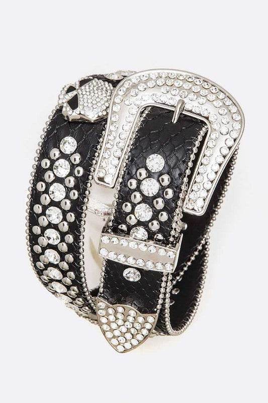 Crystal Skull Embellished Leather Belt - Shop Style & More | Fresh Looks, Everyday Deals & Free Shipping