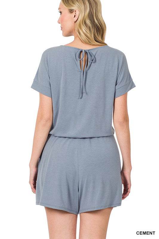 Romper w/ Elastic Waist and Back Keyhole Opening - Shop Style & More | Fresh Looks, Everyday Deals & Free Shipping