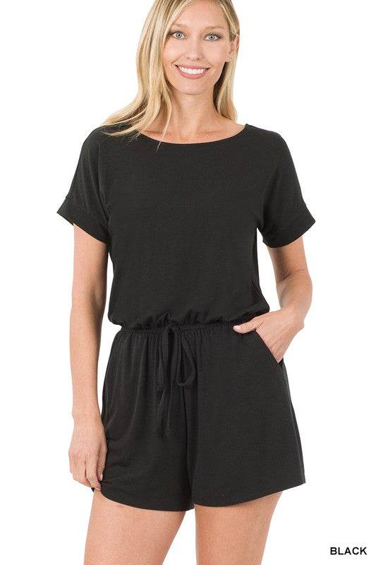 Romper w/ Elastic Waist and Back Keyhole Opening - Shop Style & More | Fresh Looks, Everyday Deals & Free Shipping