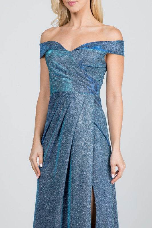 Off the shoulder glittery jacquard gathered gown - Shop Style & More | Fresh Looks, Everyday Deals & Free Shipping