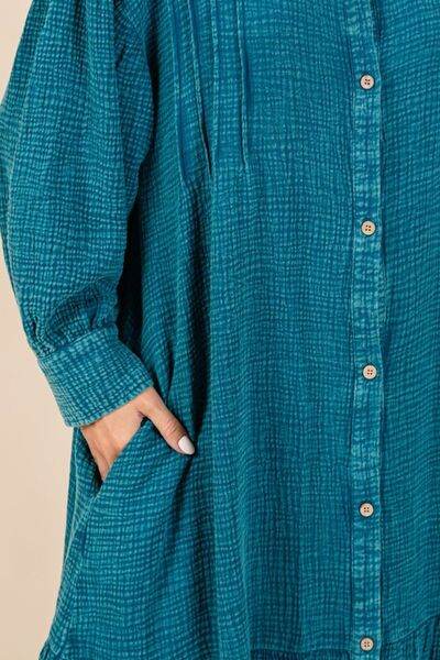 Mittoshop Mineral Wash Cotton Gauze Ruffle Midi Shirt Dress - Shop Style & More | Fresh Looks, Everyday Deals & Free Shipping