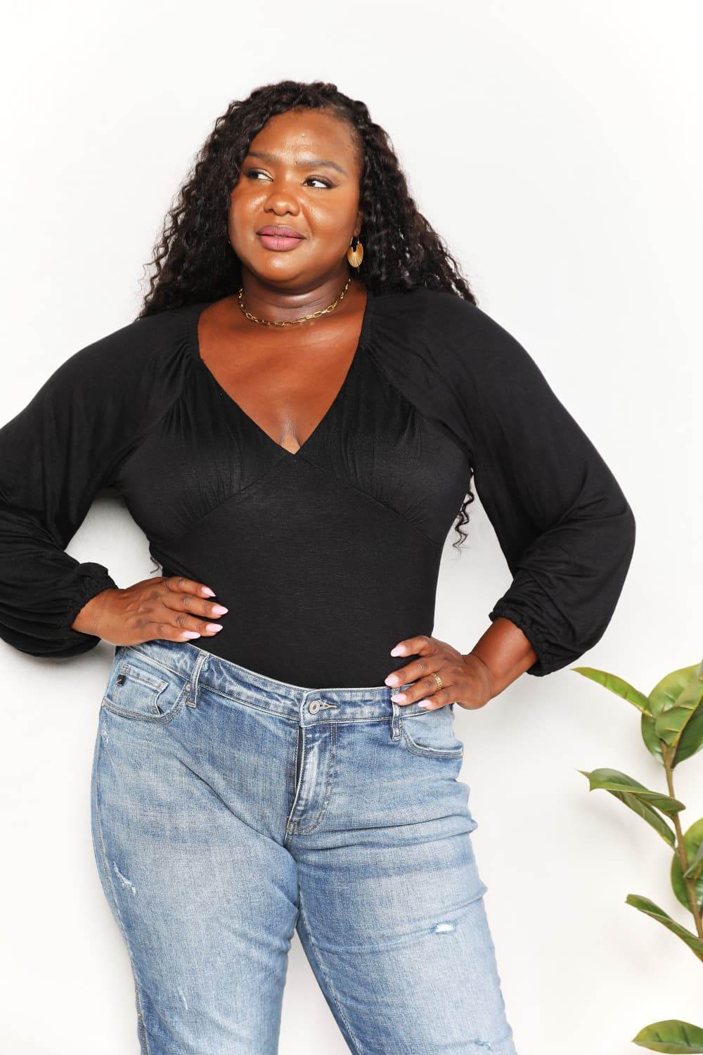Culture Code Full Size V- Neck Bodysuit - Shop Style & More | Fresh Looks, Everyday Deals & Free Shipping