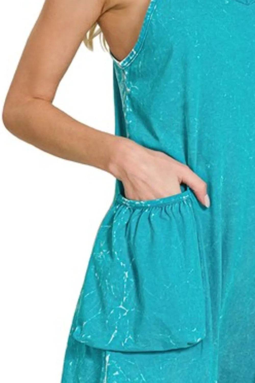 Zenana Acid Crinkle Washed Spaghetti Strap Romper - Shop Style & More | Fresh Looks, Everyday Deals & Free Shipping