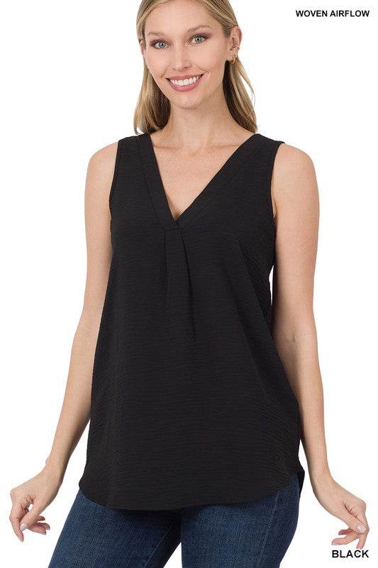 Woven Airflow V-Neck Sleeveless - Shop Style & More | Fresh Looks, Everyday Deals & Free Shipping