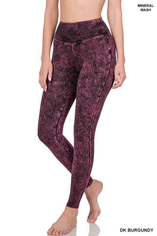 Mineral Washed Wide Waistband Yoga Leggings - Shop Style & More | Fresh Looks, Everyday Deals & Free Shipping