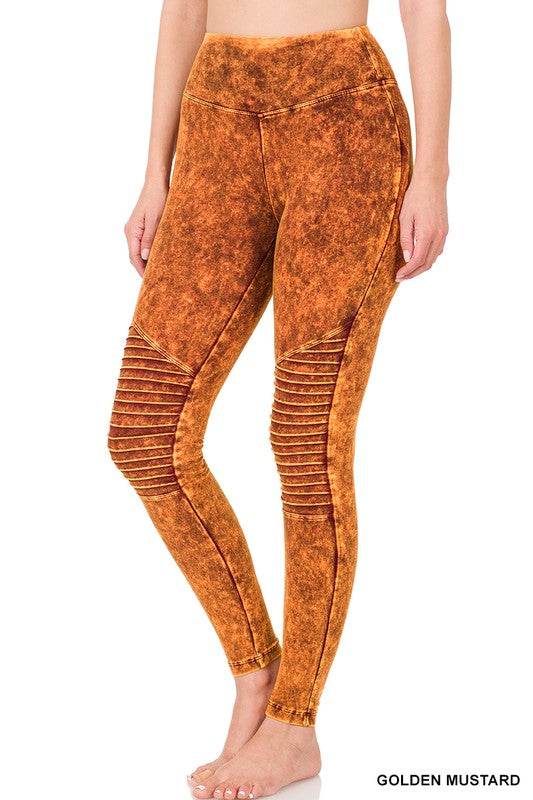 Mineral Washed Wide Waistband Moto Leggings - Shop Style & More | Fresh Looks, Everyday Deals & Free Shipping