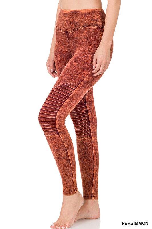Mineral Washed Wide Waistband Moto Leggings - Shop Style & More | Fresh Looks, Everyday Deals & Free Shipping