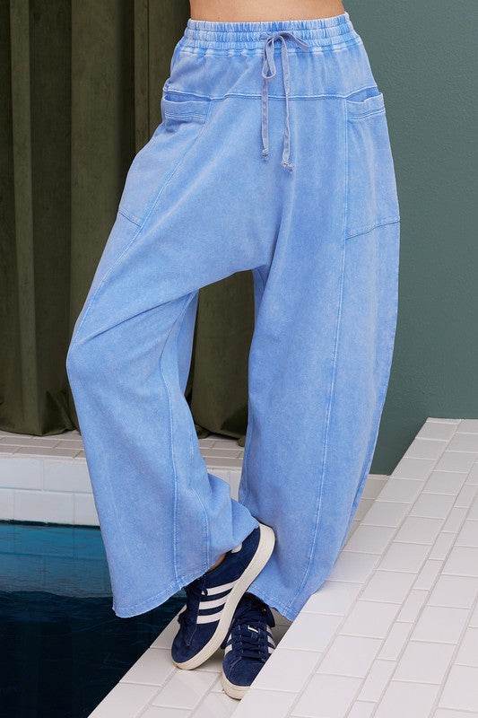 Mittoshop Mineral Wash Elastic Waist Baarrel Leg Baggy Pants - Shop Style & More | Fresh Looks, Everyday Deals & Free Shipping
