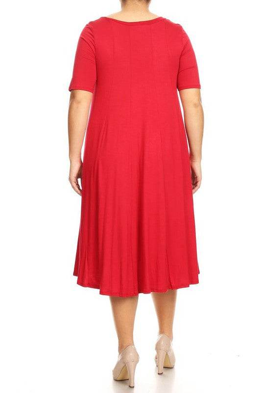 Plus Midi A-line Jersey knit Short sleeve Loose - Shop Style & More | Fresh Looks, Everyday Deals & Free Shipping