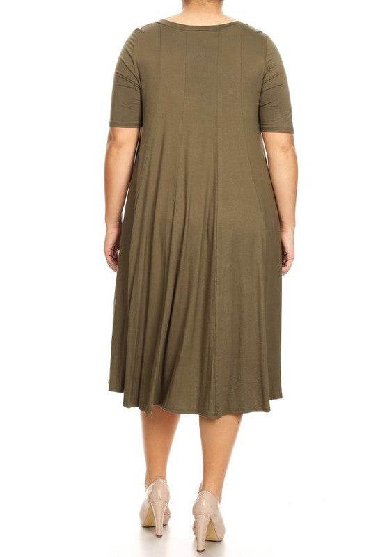 Plus Midi A-line Jersey knit Short sleeve Loose - Shop Style & More | Fresh Looks, Everyday Deals & Free Shipping