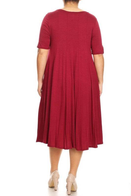 Plus Midi A-line Jersey knit Short sleeve Loose - Shop Style & More | Fresh Looks, Everyday Deals & Free Shipping