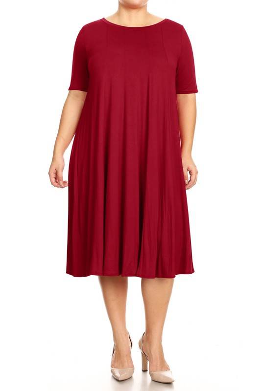Plus Midi A-line Jersey knit Short sleeve Loose - Shop Style & More | Fresh Looks, Everyday Deals & Free Shipping
