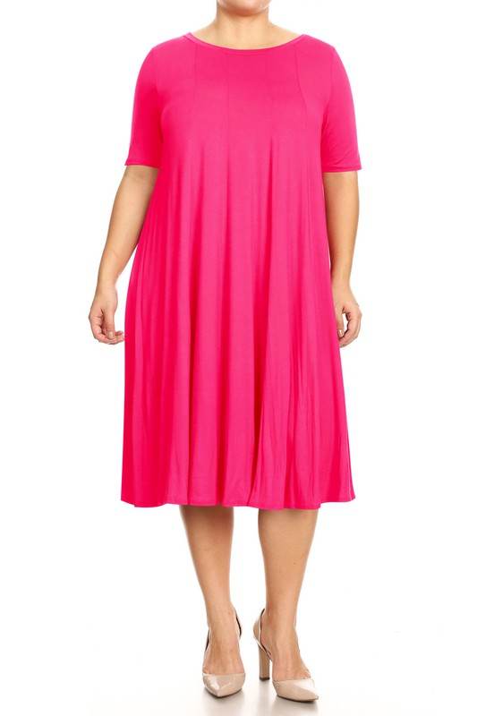 Plus Midi A-line Jersey knit Short sleeve Loose - Shop Style & More | Fresh Looks, Everyday Deals & Free Shipping