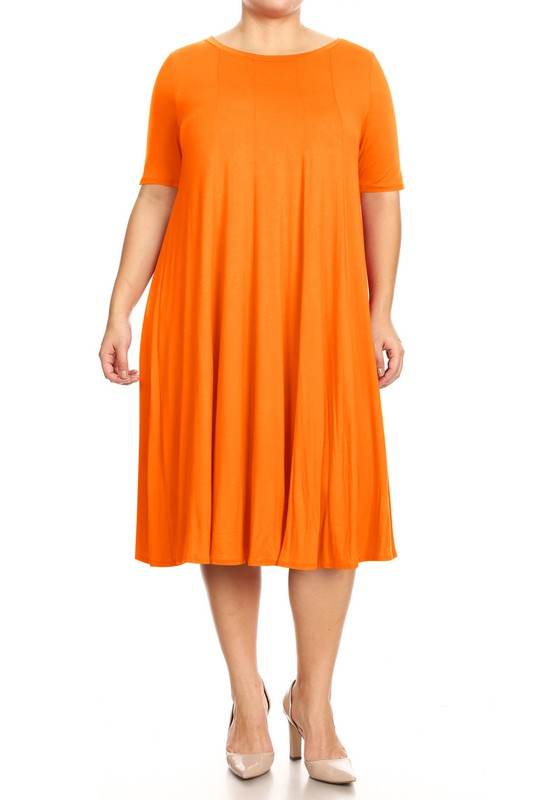 Plus Midi A-line Jersey knit Short sleeve Loose - Shop Style & More | Fresh Looks, Everyday Deals & Free Shipping