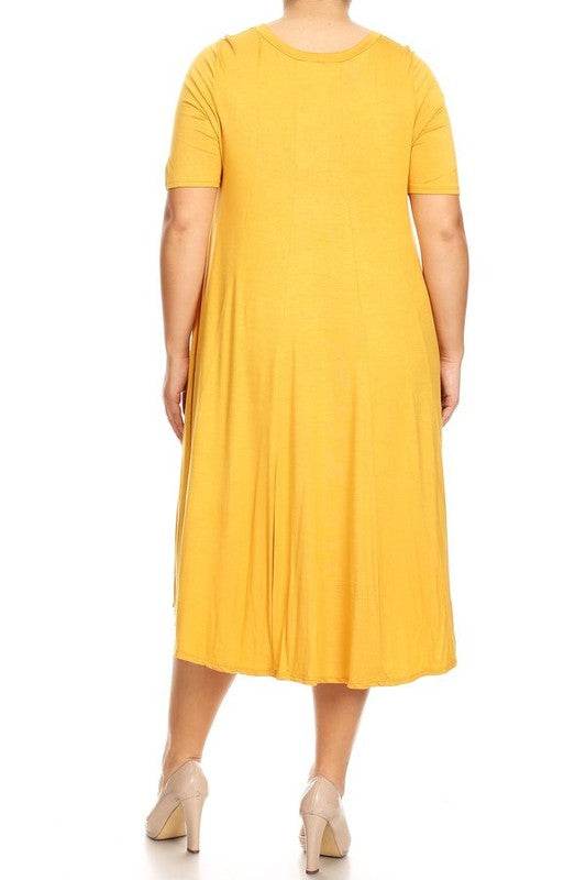 Plus Midi A-line Jersey knit Short sleeve Loose - Shop Style & More | Fresh Looks, Everyday Deals & Free Shipping