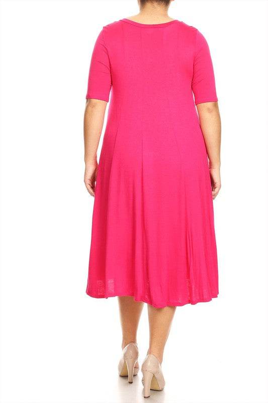 Plus Midi A-line Jersey knit Short sleeve Loose - Shop Style & More | Fresh Looks, Everyday Deals & Free Shipping
