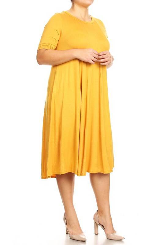Plus Midi A-line Jersey knit Short sleeve Loose - Shop Style & More | Fresh Looks, Everyday Deals & Free Shipping