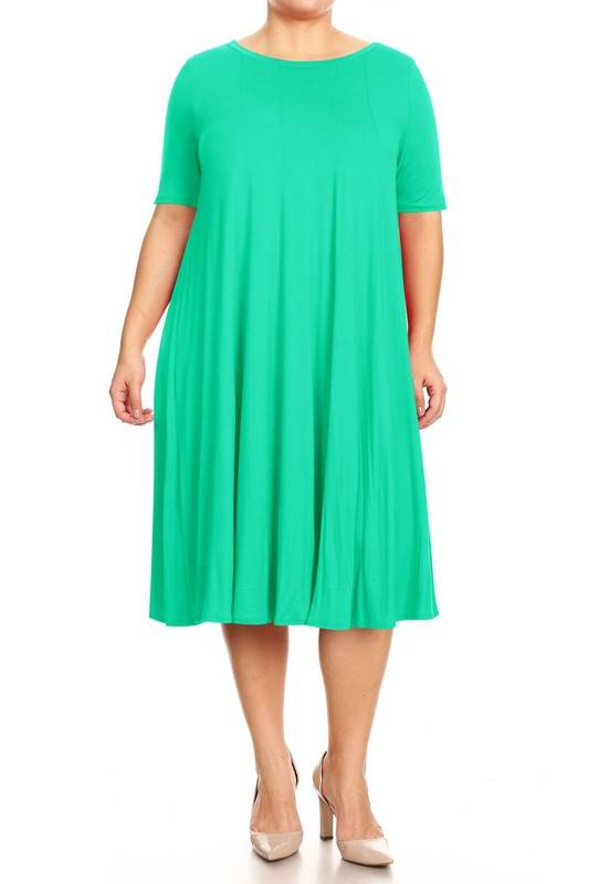 Plus Midi A-line Jersey knit Short sleeve Loose - Shop Style & More | Fresh Looks, Everyday Deals & Free Shipping