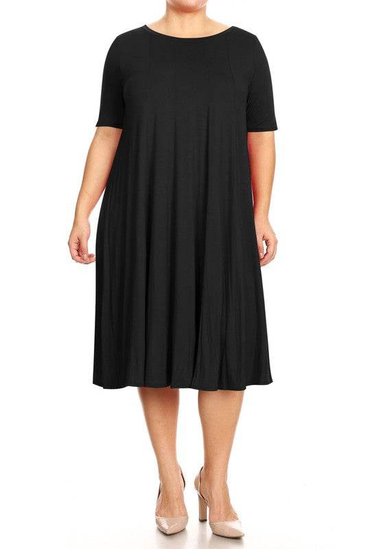 Plus Midi A-line Jersey knit Short sleeve Loose - Shop Style & More | Fresh Looks, Everyday Deals & Free Shipping