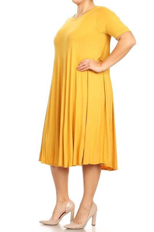 Plus Midi A-line Jersey knit Short sleeve Loose - Shop Style & More | Fresh Looks, Everyday Deals & Free Shipping