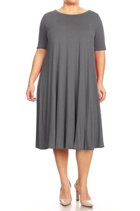 Plus Midi A-line Jersey knit Short sleeve Loose - Shop Style & More | Fresh Looks, Everyday Deals & Free Shipping