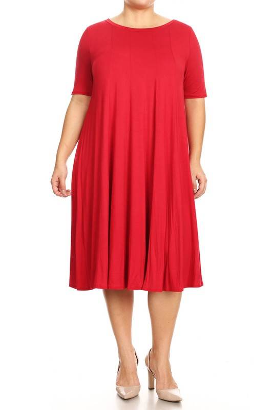 Plus Midi A-line Jersey knit Short sleeve Loose - Shop Style & More | Fresh Looks, Everyday Deals & Free Shipping