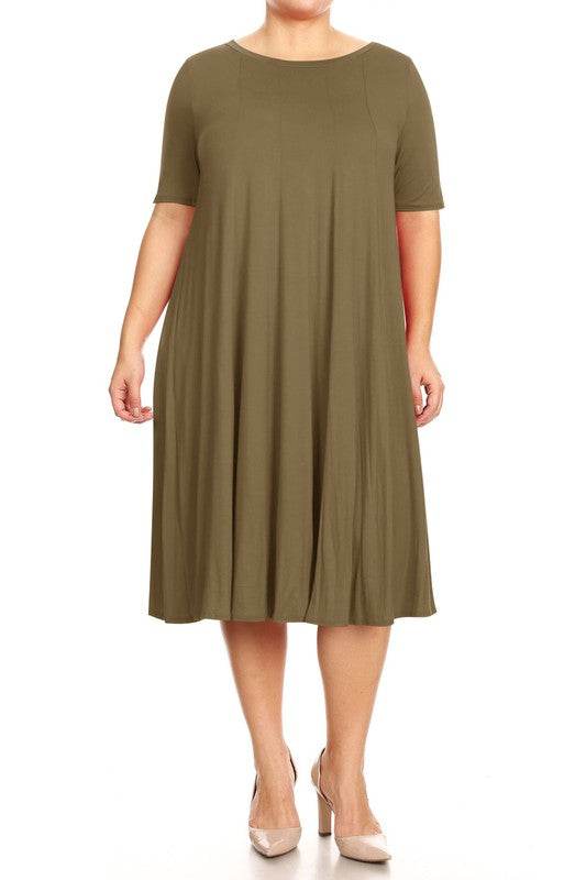 Plus Midi A-line Jersey knit Short sleeve Loose - Shop Style & More | Fresh Looks, Everyday Deals & Free Shipping