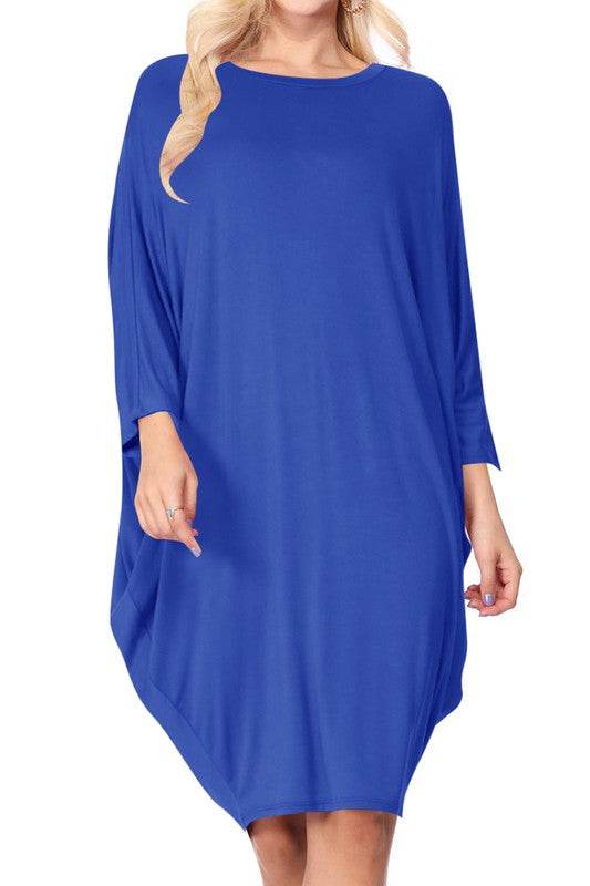 Solid knit dress Crew neck Long dolman sleeves - Shop Style & More | Fresh Looks, Everyday Deals & Free Shipping