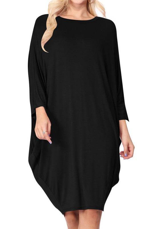 Solid knit dress Crew neck Long dolman sleeves - Shop Style & More | Fresh Looks, Everyday Deals & Free Shipping