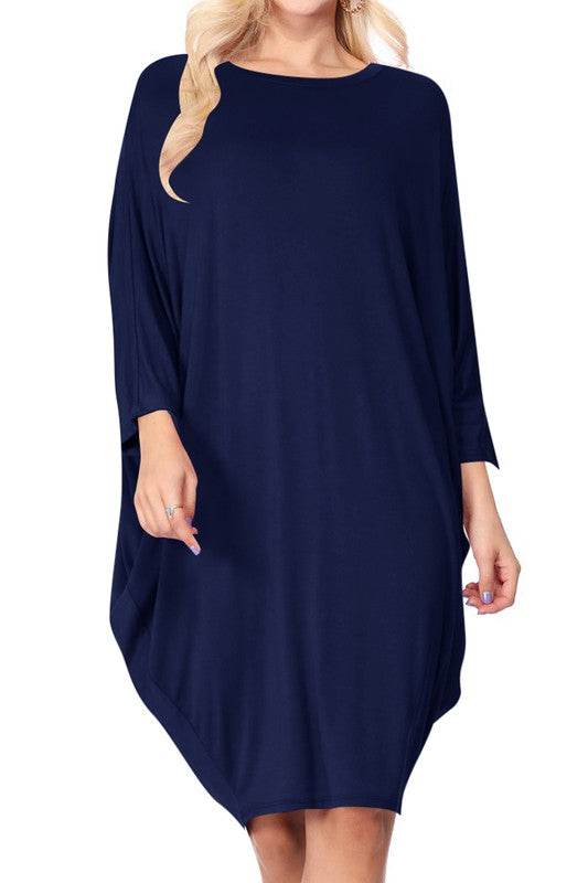 Solid knit dress Crew neck Long dolman sleeves - Shop Style & More | Fresh Looks, Everyday Deals & Free Shipping
