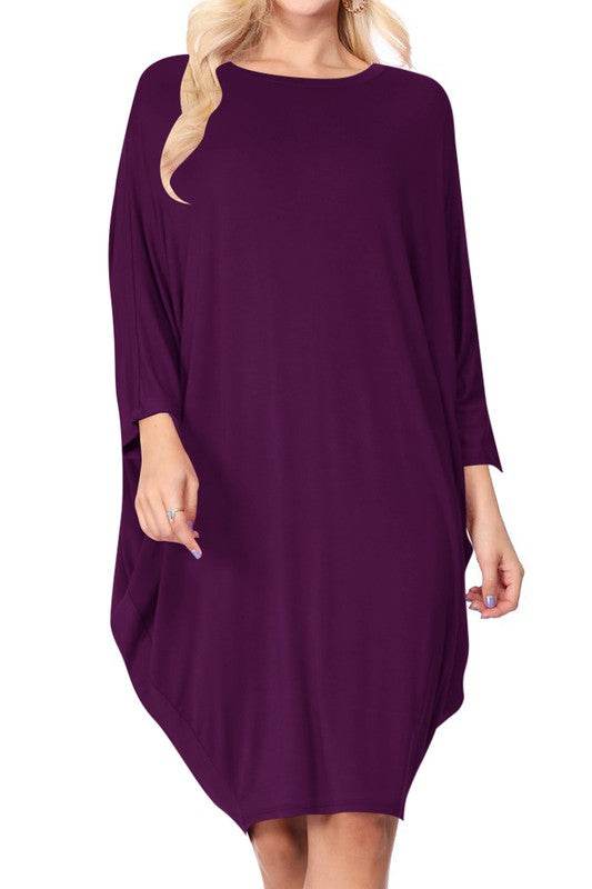 Solid knit dress Crew neck Long dolman sleeves - Shop Style & More | Fresh Looks, Everyday Deals & Free Shipping