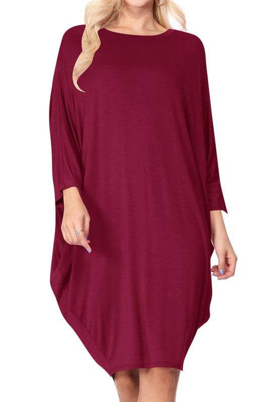 Solid knit dress Crew neck Long dolman sleeves - Shop Style & More | Fresh Looks, Everyday Deals & Free Shipping