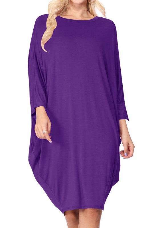 Solid knit dress Crew neck Long dolman sleeves - Shop Style & More | Fresh Looks, Everyday Deals & Free Shipping