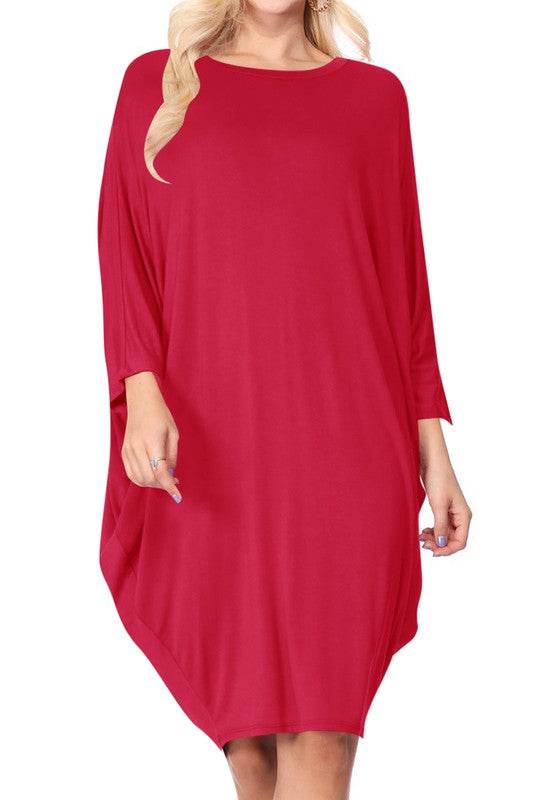 Solid knit dress Crew neck Long dolman sleeves - Shop Style & More | Fresh Looks, Everyday Deals & Free Shipping