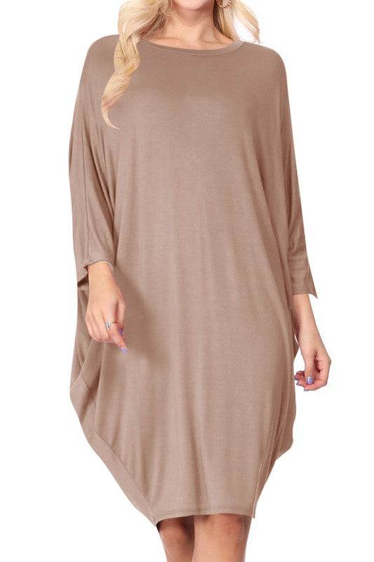 Solid knit dress Crew neck Long dolman sleeves - Shop Style & More | Fresh Looks, Everyday Deals & Free Shipping
