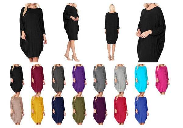 Solid knit dress Crew neck Long dolman sleeves - Shop Style & More | Fresh Looks, Everyday Deals & Free Shipping