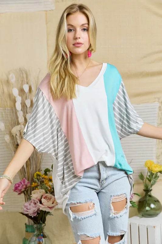 ADORA Colorblock Casual Knit Tunic Top - Shop Style & More | Fresh Looks, Everyday Deals & Free Shipping