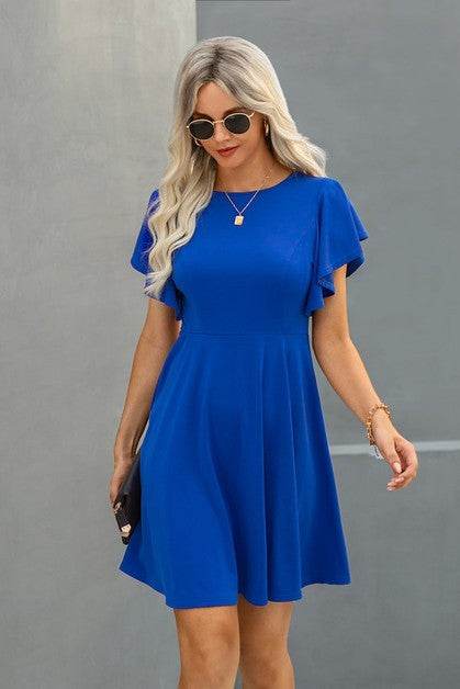 Elegant Solid Crew Neck Butterfly Sleeve Slim Dres - Shop Style & More | Fresh Looks, Everyday Deals & Free Shipping