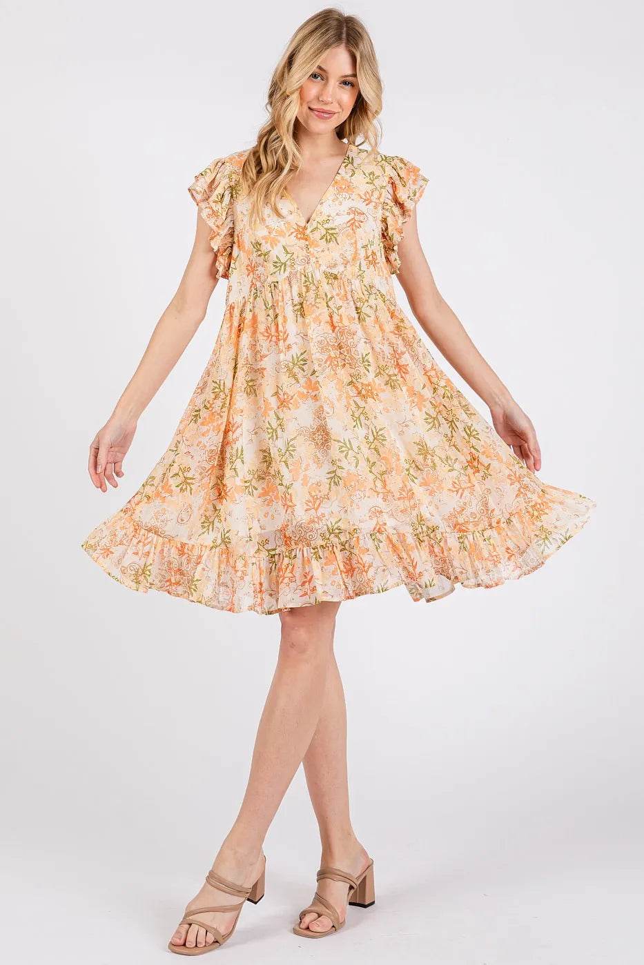 Mittoshop Floral Chiffon Ruffle Short Sleeve Mini Dress - Shop Style & More | Fresh Looks, Everyday Deals & Free Shipping