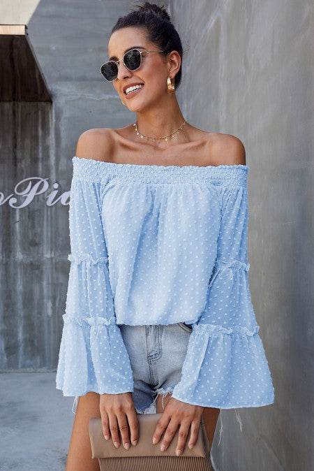 Swiss Dot Off The Shoulder Top - Shop Style & More | Fresh Looks, Everyday Deals & Free Shipping