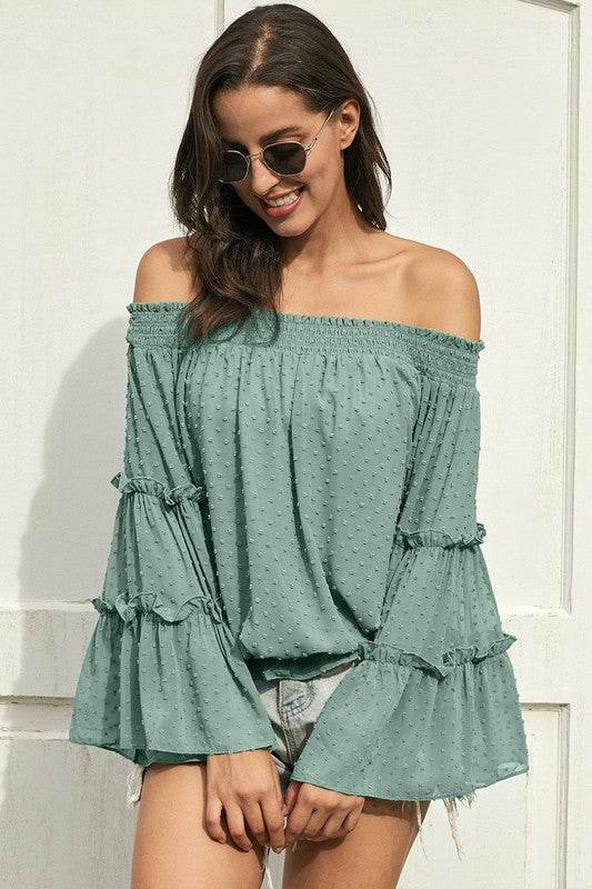 Swiss Dot Off The Shoulder Top - Shop Style & More | Fresh Looks, Everyday Deals & Free Shipping