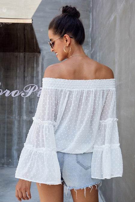 Swiss Dot Off The Shoulder Top - Shop Style & More | Fresh Looks, Everyday Deals & Free Shipping
