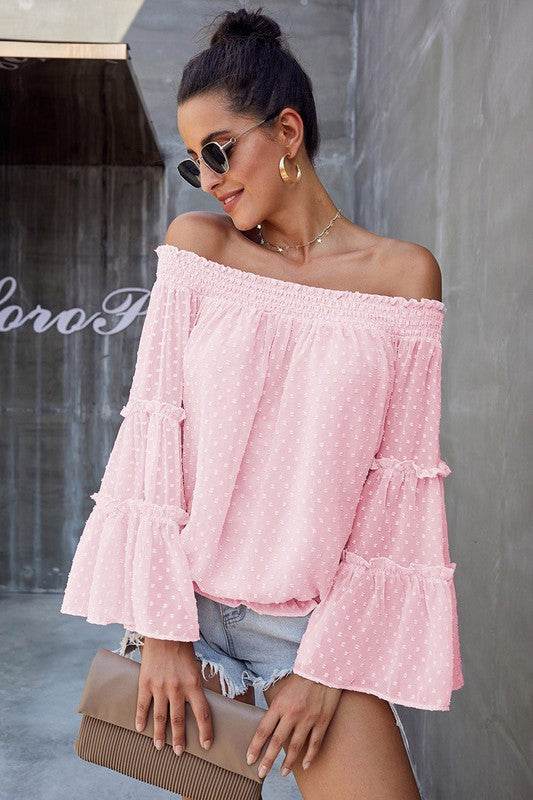 Swiss Dot Off The Shoulder Top - Shop Style & More | Fresh Looks, Everyday Deals & Free Shipping