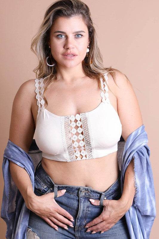 Boho Eye Lace Applique Bralette Plus Size - Shop Style & More | Fresh Looks, Everyday Deals & Free Shipping