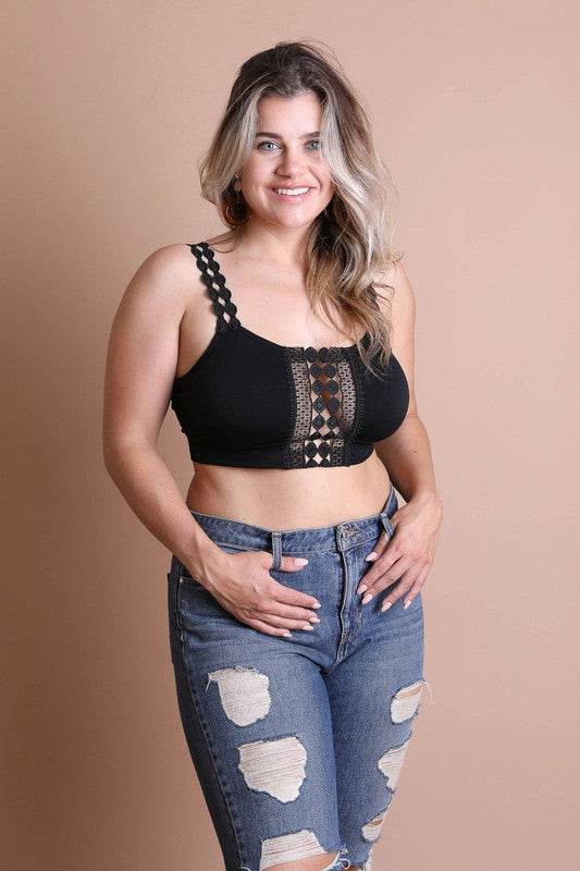 Boho Eye Lace Applique Bralette Plus Size - Shop Style & More | Fresh Looks, Everyday Deals & Free Shipping