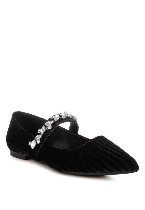 Dresden Diamante Brooch Velvet Ballerinas - Shop Style & More | Fresh Looks, Everyday Deals & Free Shipping