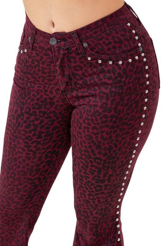 Leopard Studded Bell Bottom- Inseam 30 - Shop Style & More | Fresh Looks, Everyday Deals & Free Shipping