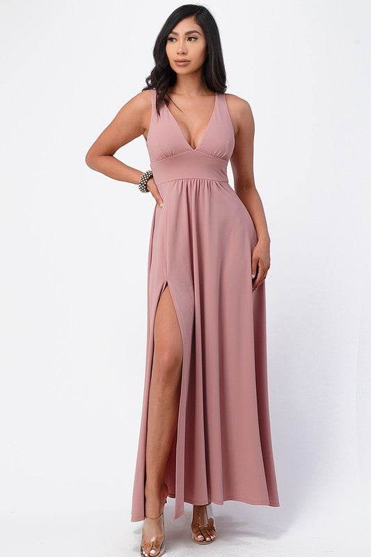 dull tricot deep V neck A line dress - Shop Style & More | Fresh Looks, Everyday Deals & Free Shipping