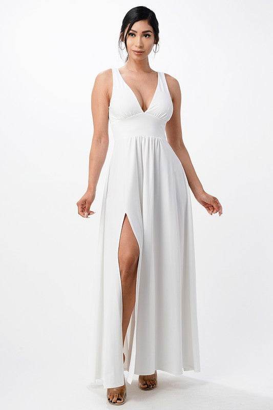 dull tricot deep V neck A line dress - Shop Style & More | Fresh Looks, Everyday Deals & Free Shipping