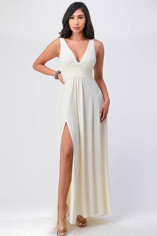 dull tricot deep V neck A line dress - Shop Style & More | Fresh Looks, Everyday Deals & Free Shipping